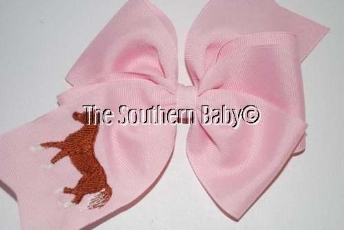Embroidered Horse Hair Bow Pony Hair Accessory CUTE Boutique