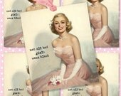 Set of 4 Digital Vintage Pin-up Not All Bad Girls Wear Black TaGS aNTiQUe DiGiTaL CoLLaGe sHeeT aLTeReD HaNG BooK JouRNaL SCRaPBooKiNG