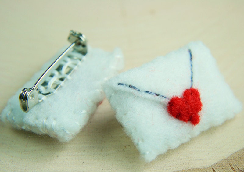 Felt Love Letter Embroidered Brooch Scarf Pin