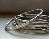 10k White Gold Hammered Stacking Rings