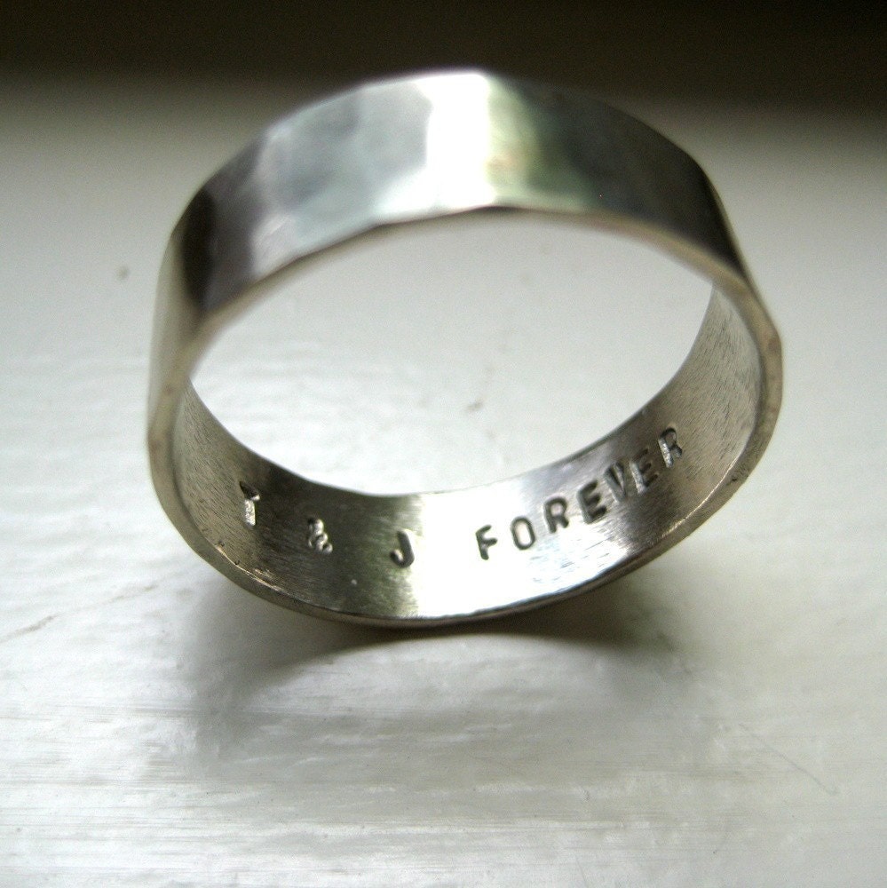 Hammered White Gold Wedding Band