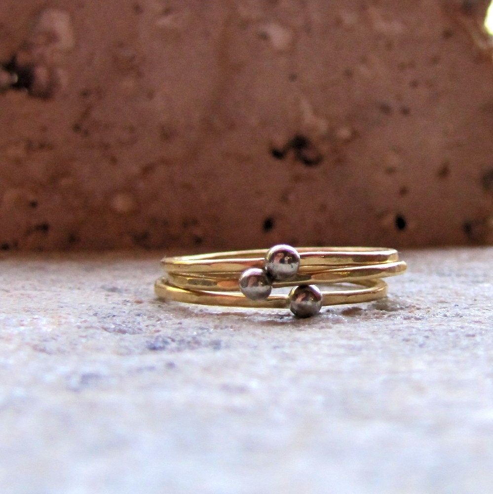 Unique gold nugget stacking rings