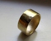 Mens Wedding Band 18k Gold Hammered