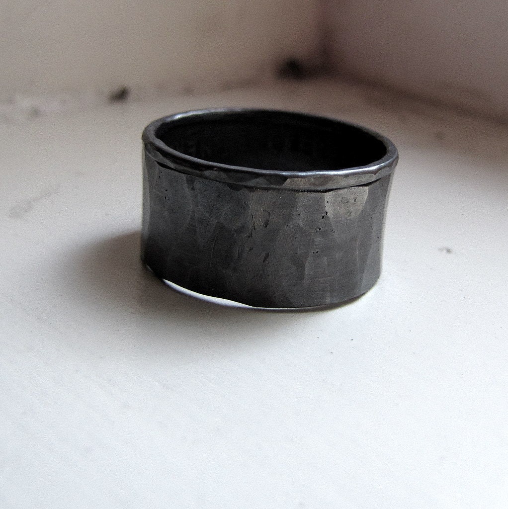 Dark silver stacking rings for men