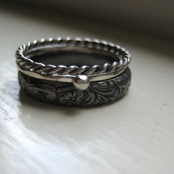 Dark Silver Stacking Rings