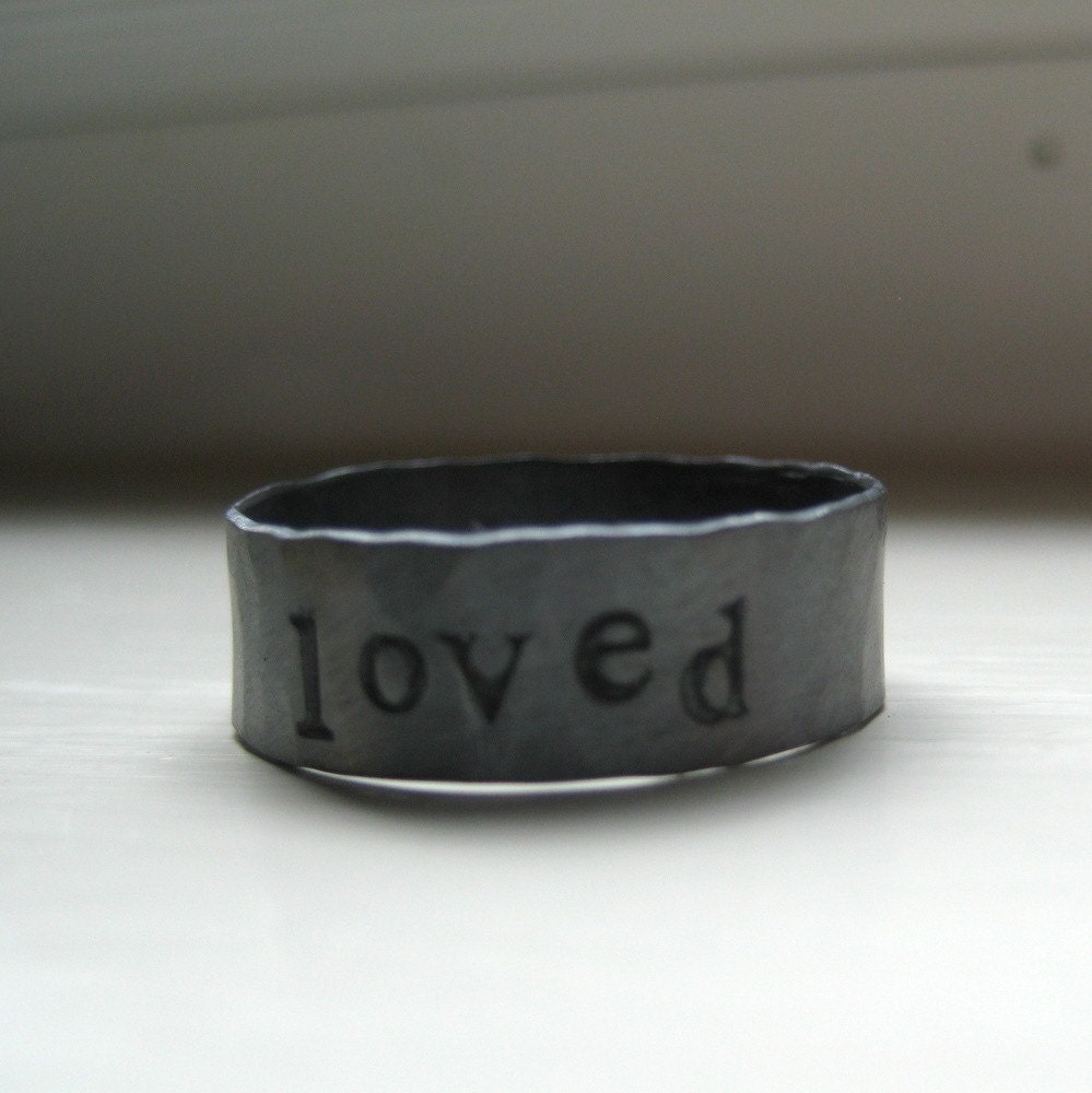 Sterling Silver Rustic Mens Ring Personalized