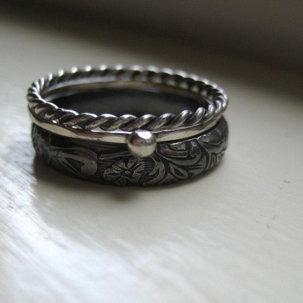 Dark Silver Stacking Rings