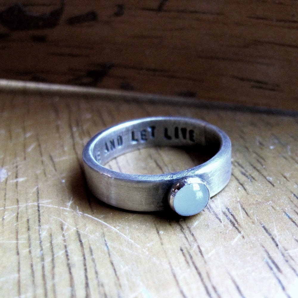 Rustic personalized sterling birthstone ring