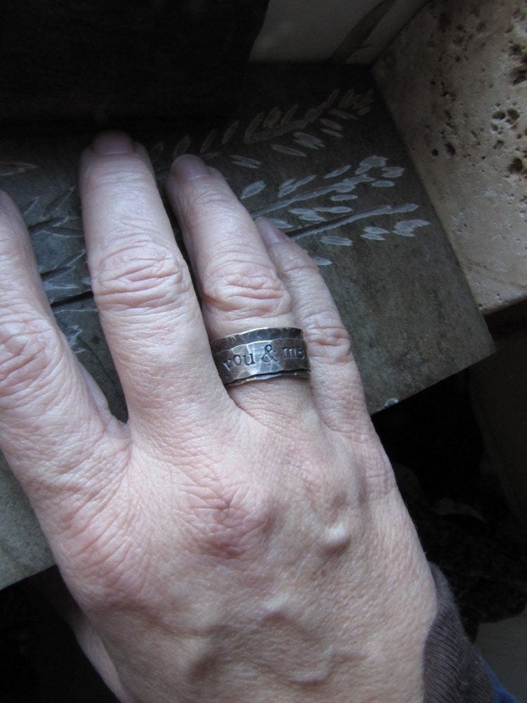 Rustic Spinner Ring - personalized