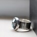 Rustic Rose Cut Labradorite and Woodland Tree Bark Sterling Gemstone Ring