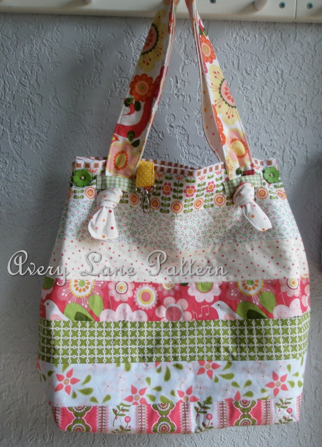 Market Tote Bag with knot straps  by Avery Lane Designs Medium size PDF Pattern email delivery