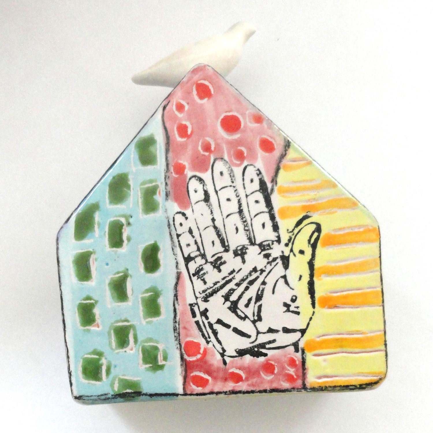 Ceramic House Dove House Fortune Hand