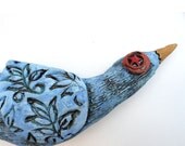 Blue Bird of Paradise Ceramic Wall Sculpture