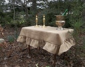 Burlap Tablecloth Wedding Table Settings Home Living Dining Entertaining Tabletop Farmhouse French Country Rustic Ruffled Burlap Tablecloth