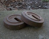 Vintage Scale Weights Cast Iron Industrial Decor Salvage Fragment Antique Tool Primitive Farmhouse French Country Rustic 2 Pound Weights