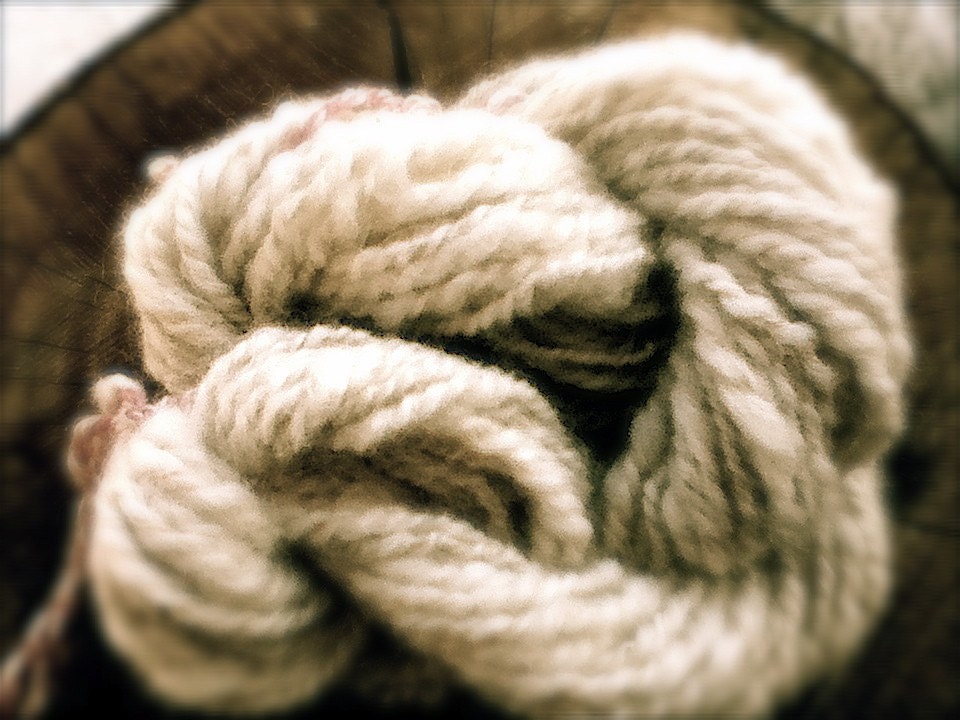 Cream of Wheat handprocessed handspun yarn suri alpaca