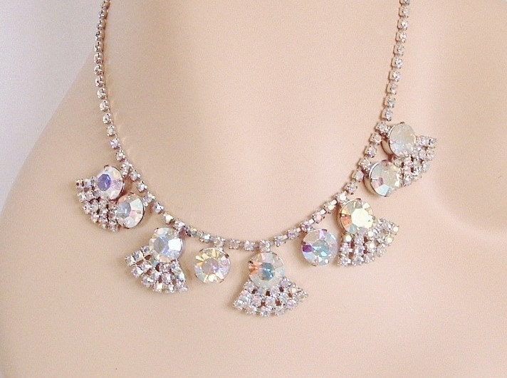 AB Rhinestone Necklace  - Bridal, Weddings, Formal,  Pierre