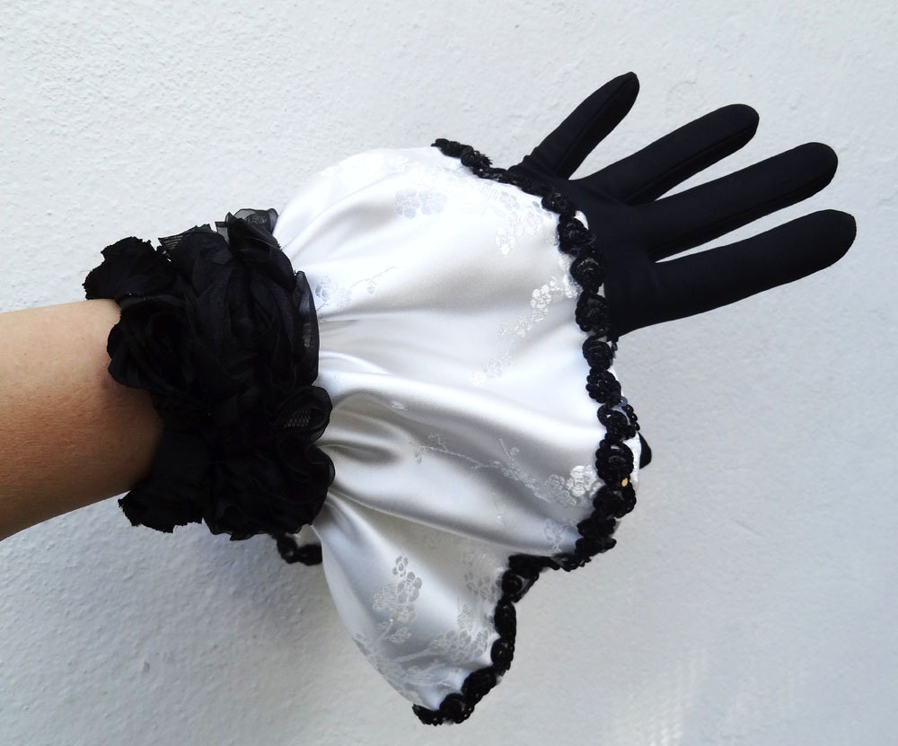 Circus Costume, Clown Costume Cuffs, Black, White, Victorian, Retro, 1930's look - Batcakes Couture