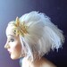 Weddings, Feather Fascinator, Women's Hair Accessories, Gold, Clip, Pink, Deco Star Bridal Head Piece, Any Color Feathers - Batcakes Couture
