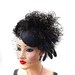 Black Birdcage Veil, High Fashion, Peacock Feather Fascinator, Cocktail Hat, Large Black Puff Ostrich, Weddings, Batcakes Couture
