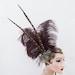 Feather Fascinator, Showgirl HeadDress , Head Piece, Pheasant, Ostrich, Bronze, Gold, Brown, Batcakes Couture