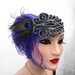 Peacock Feather Fascinator, Feather Headband, Art Deco Beadwork,  Accessory, Batcakes Couture