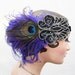 Peacock Feather Fascinator, Feather Headband, Art Deco Beadwork,  Accessory, Batcakes Couture