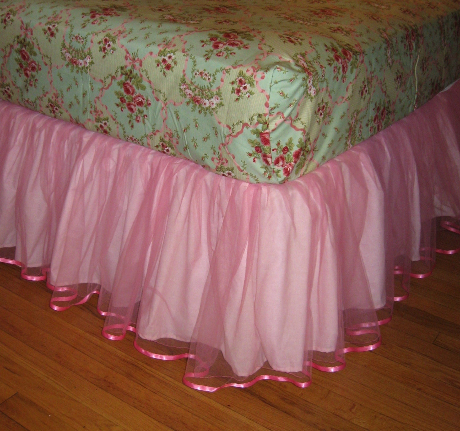 Twin Tulle Bedskirt in Paris Pink