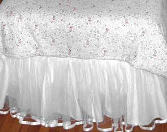 FULL Size TULLE Bedskirt in Whitest White.
