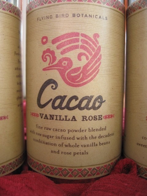 cacao vanilla rose, hot drinking chocolate made with 100% organic, natural fair trade ingredients
