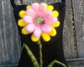 Needle Felted Daisy and Butterfly iPhone/Android Pouch with SRE and Swarovski Crystals