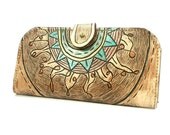 Galaxy and Sun- Women Wallet in flesh tint Leather / Mothers day Gift