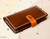 NEW iPhone5, iPhone 4s Wallet Case - Bifold Wallet leather Hand Stitched in Brown