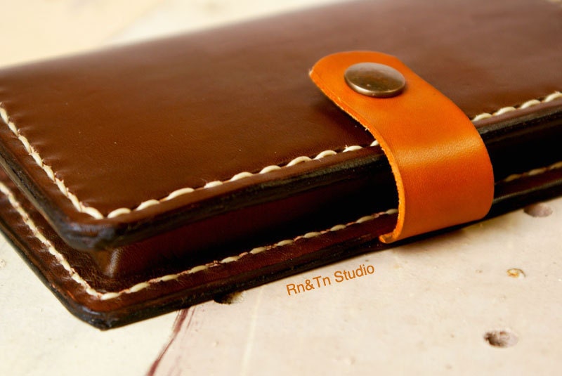 NEW iPhone 5, iPhone 4s Wallet leather - Unisex Brown Bifold Wallet Leather Hand Stitched / Men Gift