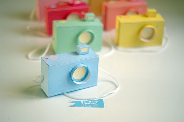 SPECIAL - - 7 Box Baby CAMERAS, pastel colours -  Printable Paper Craft PDF file (includes all 7 colours)