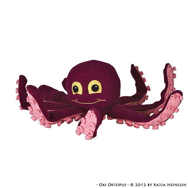 Oki Octopus pdf tutorial by Katja Heinlein crochet pattern amigurumi calamar sepia cuttle