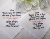 Contemporary Style Personalized Wedding Handkerchiefs for Mothers of Bride and Groom