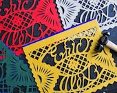 Papel Picado Banners, TWO SUNS (3 banners) Custom Names and Color