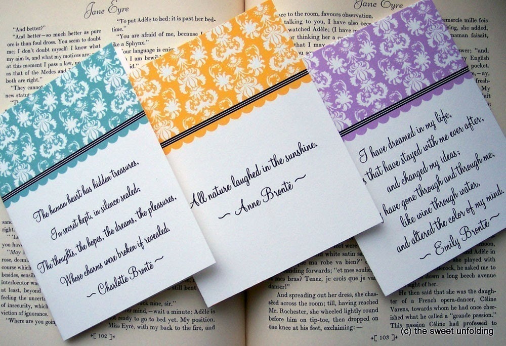 Bronte Sisters Literature Quote Note Cards