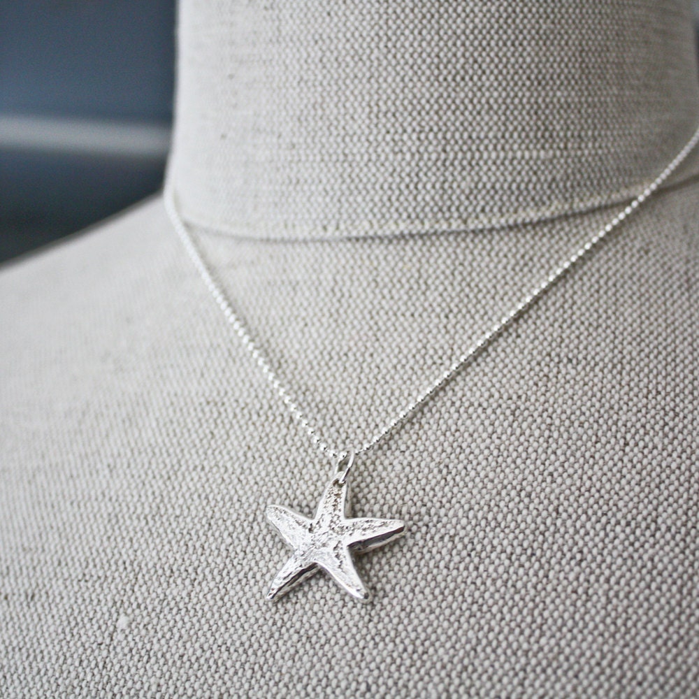silver starfish...fine silver necklace