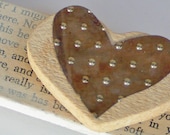 Rustic Heart Magnets Wood and Metal Set of 2