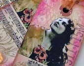 Artist Gift Tags Original Mixed Media Vintage Lady Set of 4
