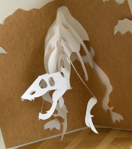 Kirigami Raptor Bobblehead Pop-up Card, Make Yourself