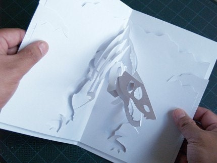 Kirigami Raptor Bobblehead Pop-up Card, Make Yourself