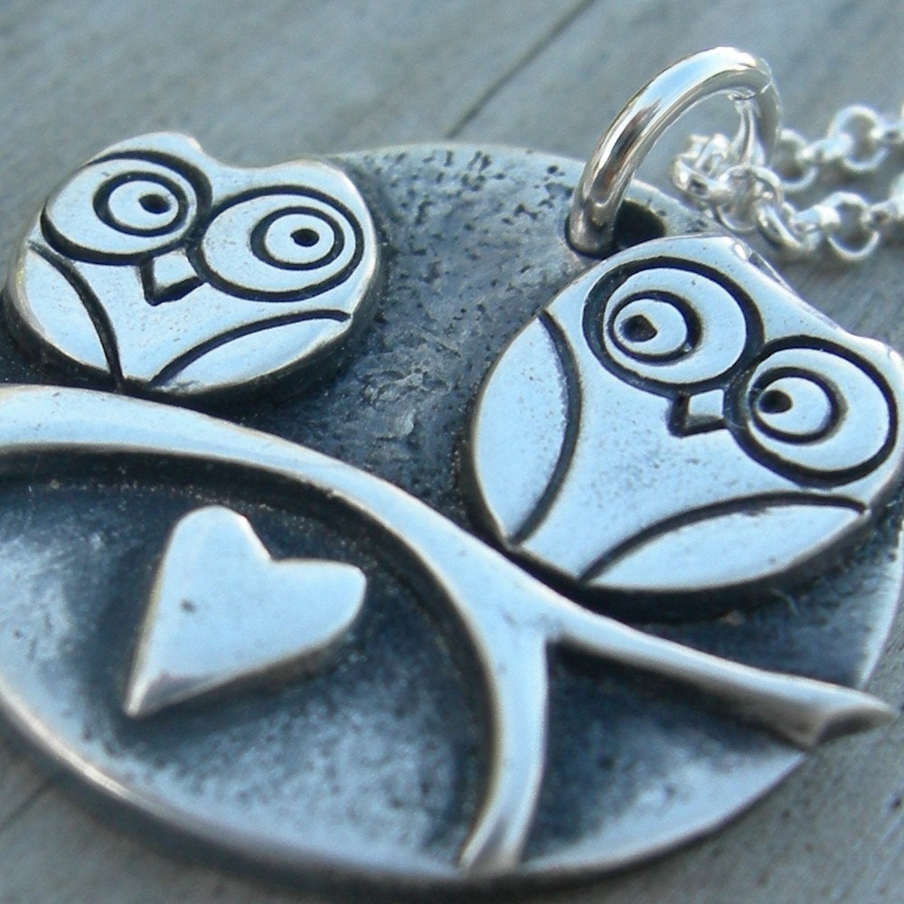 PERSONALIZED Owl Be Loving You Necklace Original Fine Silver PMC Mothers Day Mom Jewelry