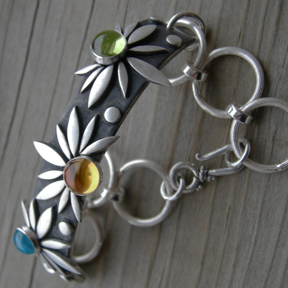 Spring is Innevitable Part Deux Bracelet Sterling Peridot Apatite Citrine