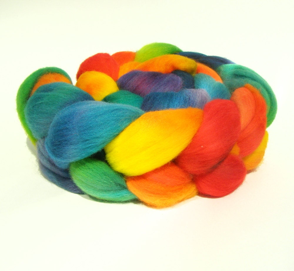 Rainbow Merino Roving--4 ounces