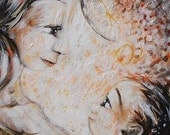 mother and child breastfeeding night art print - A Light In The Dark - archival signed 8x10 motherhood print