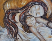 mother and child yellow sleeping son long hair - You & Us - Archival signed 8x10 motherhood print