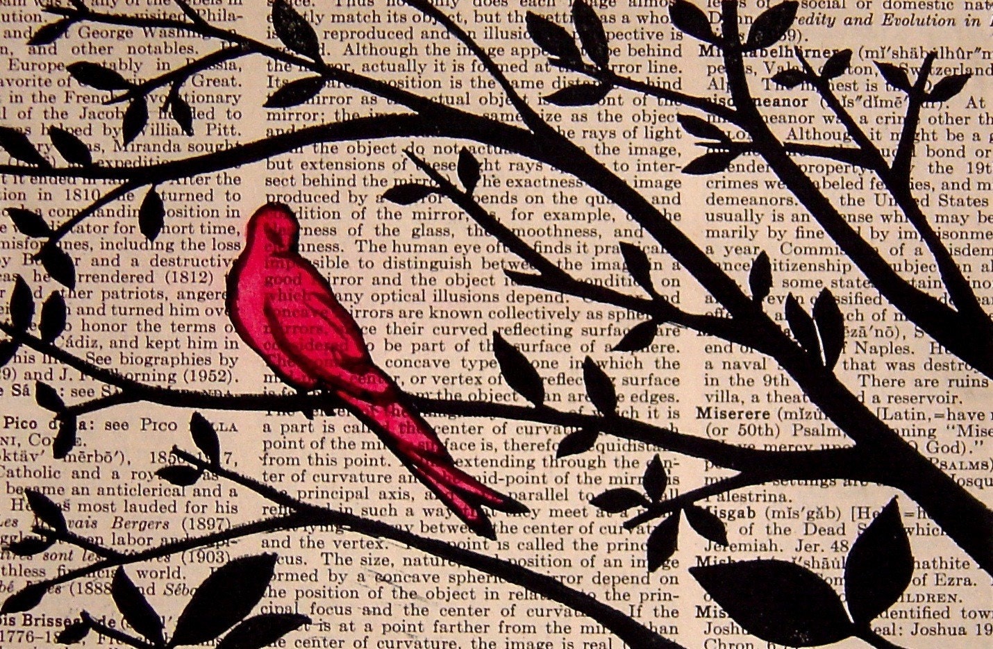 Almost - linocut on book page